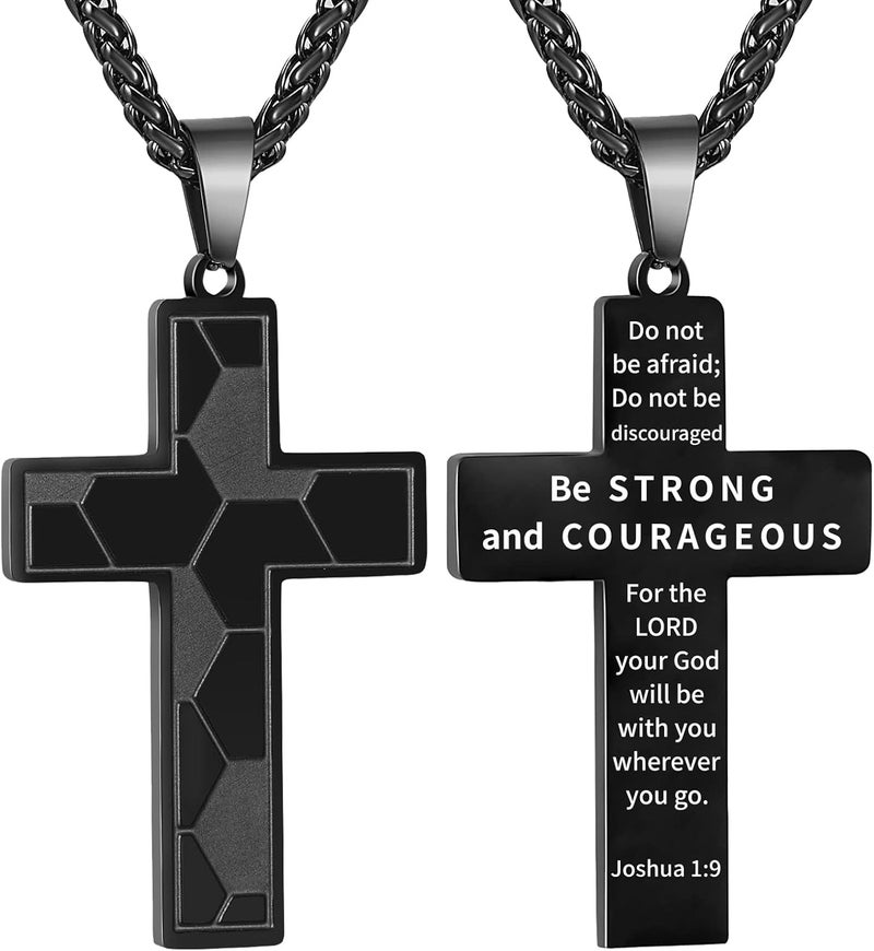 GLITTO Store Soccer Cross Necklace for Boys Men Stainless Steel Bible Verse Pendant with20+2 Inch First Communion Baptism Religious Sports Jewelry Gift - Image 1